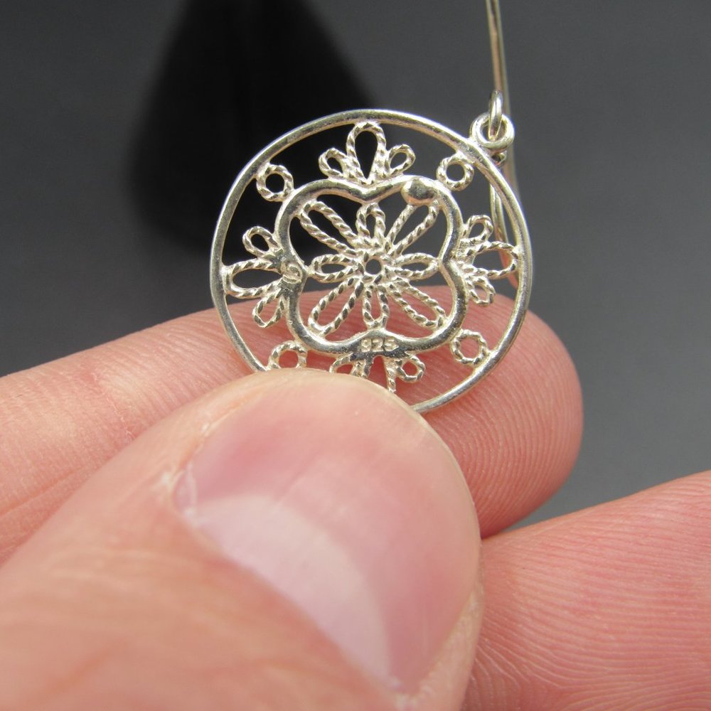 Sterling Silver Braided Ornate Pattern Dangle Ear… - image 5